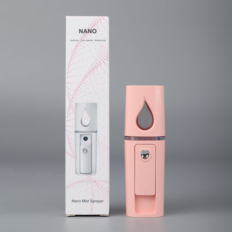 Pink Portable Nano Facial Mister - 20mL USB Rechargeable Hydrating Sprayer for Face &amp; Skin