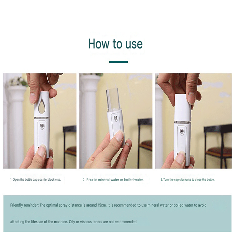 Pink Portable Nano Facial Mister - 20mL USB Rechargeable Hydrating Sprayer for Face & Skin