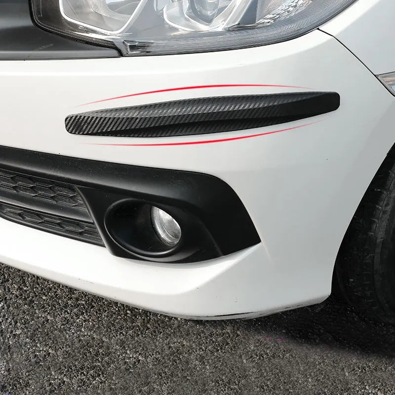 3-PCS Grey Universal Car Bumper Protector Strips - Carbon Fiber Look Anti-Scratch Guards (2-Pack)