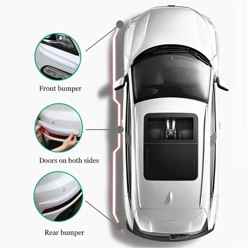 3-PCS Black Universal Car Bumper Protector Strips - Carbon Fiber Look Anti-Scratch Guards (2-Pack)