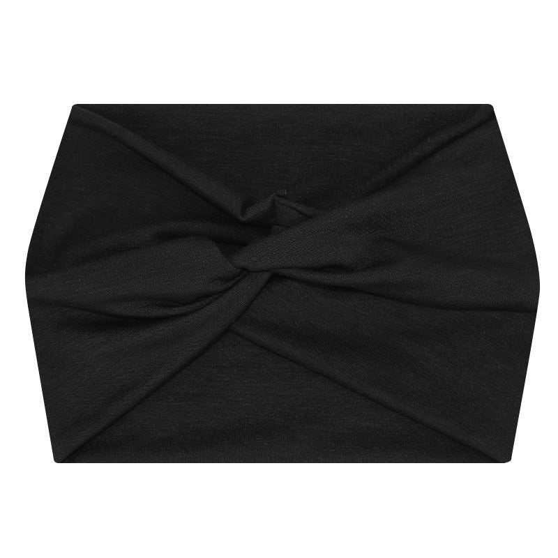 5-PCS Black Women's Extra Wide Turban Headband - Elastic Yoga &amp; Sports Hair Wrap