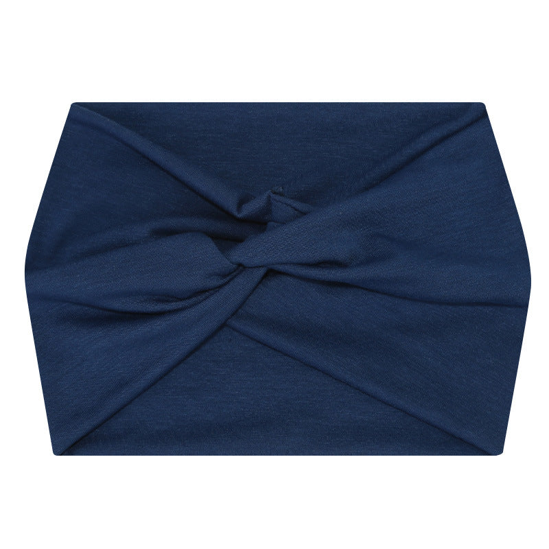 5-PCS Blue Women's Extra Wide Turban Headband - Elastic Yoga & Sports Hair Wrap