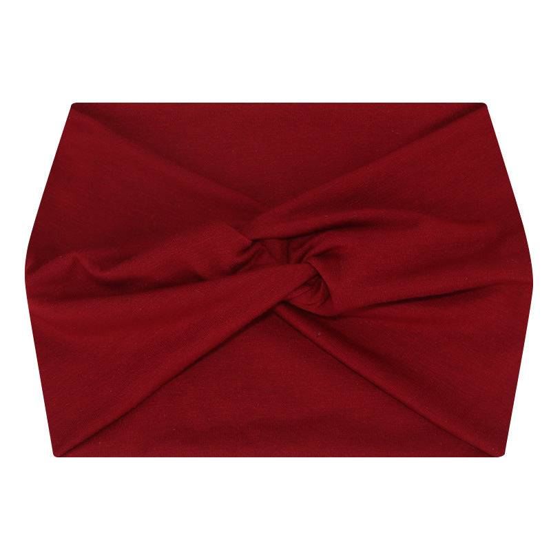 5-PCS Wine red Women's Extra Wide Turban Headband - Elastic Yoga &amp; Sports Hair Wrap