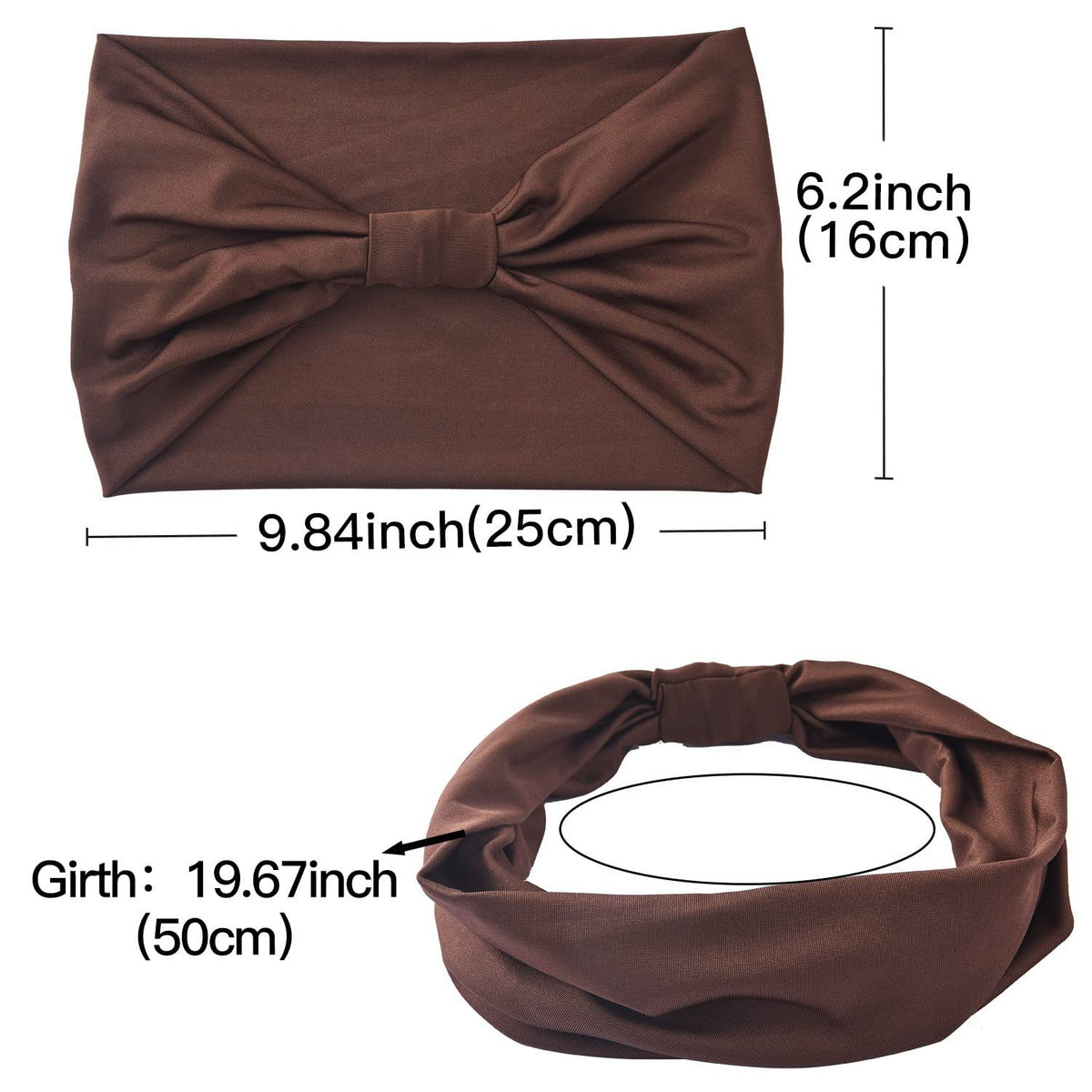 5-PCS Wine red Women's Extra Wide Turban Headband - Elastic Yoga & Sports Hair Wrap