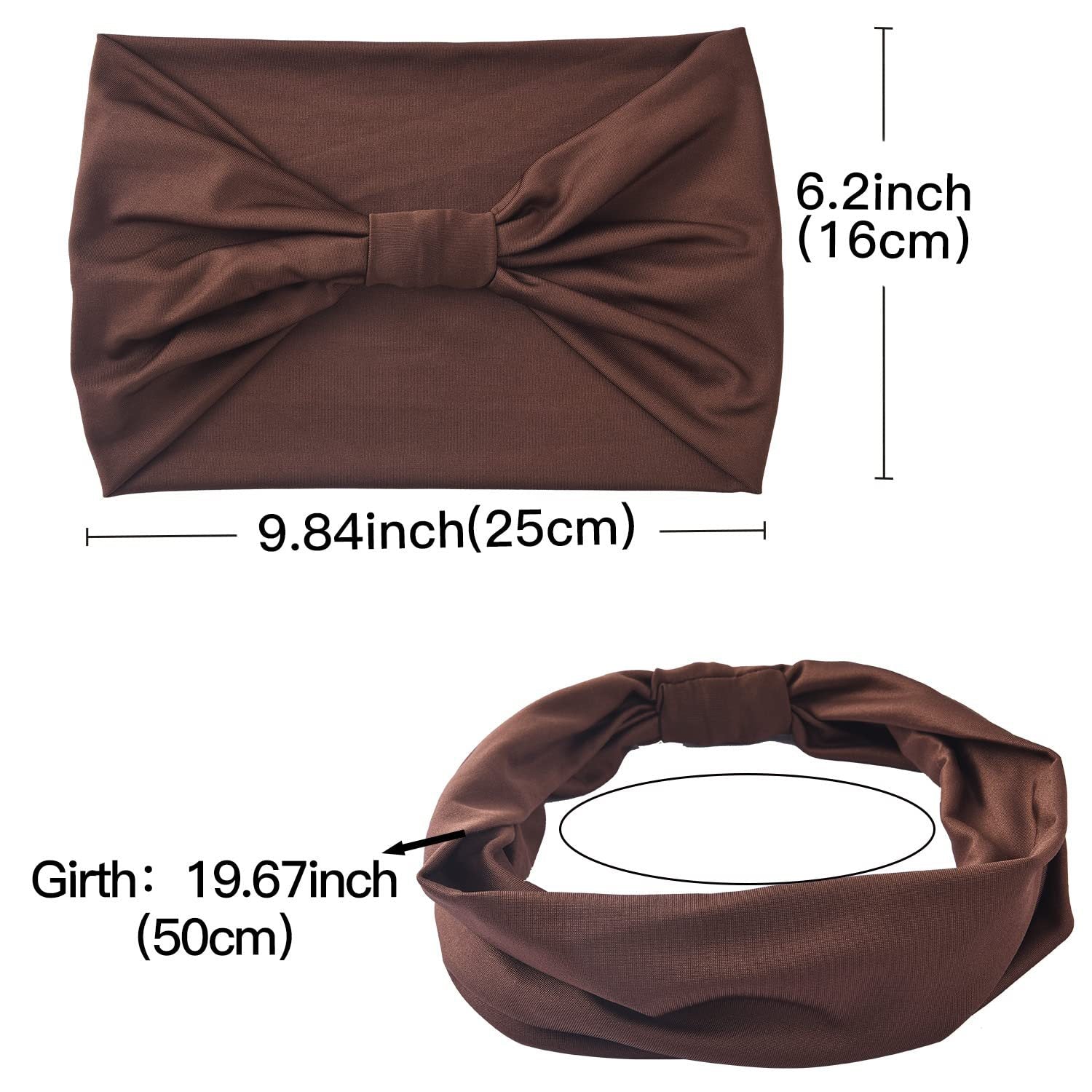 5-PCS Wine red Women's Extra Wide Turban Headband - Elastic Yoga & Sports Hair Wrap