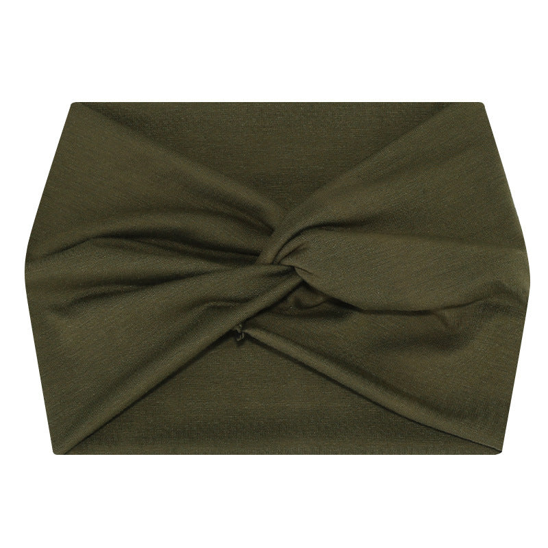 5-PCS Military green Women's Extra Wide Turban Headband - Elastic Yoga &amp; Sports Hair Wrap