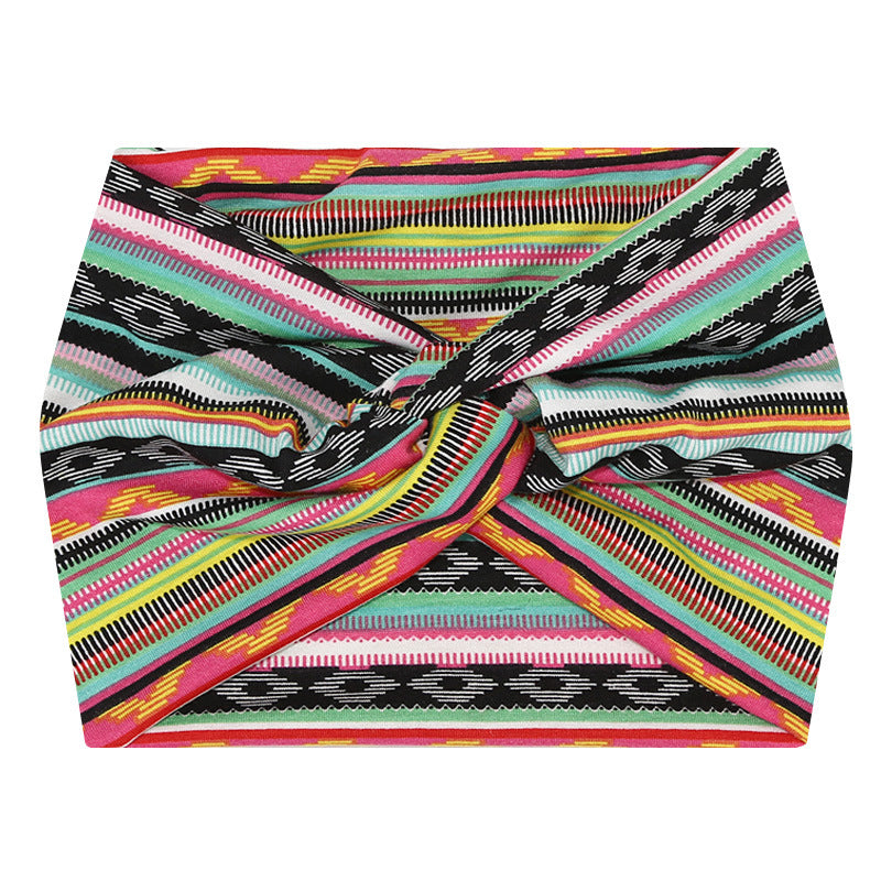 5-PCS Colorful stripes Women's Extra Wide Turban Headband - Elastic Yoga &amp; Sports Hair Wrap