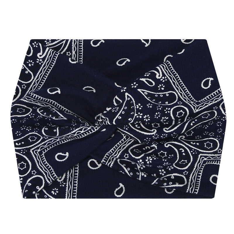 5-PCS The cashew nuts are dark blue Women's Extra Wide Turban Headband - Elastic Yoga &amp; Sports Hair Wrap