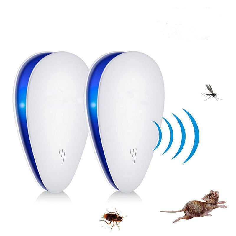 2-PCS Black Ultrasonic Pest Repeller - Smart Frequency Electronic Device for Mosquitoes, Rodents & Insects