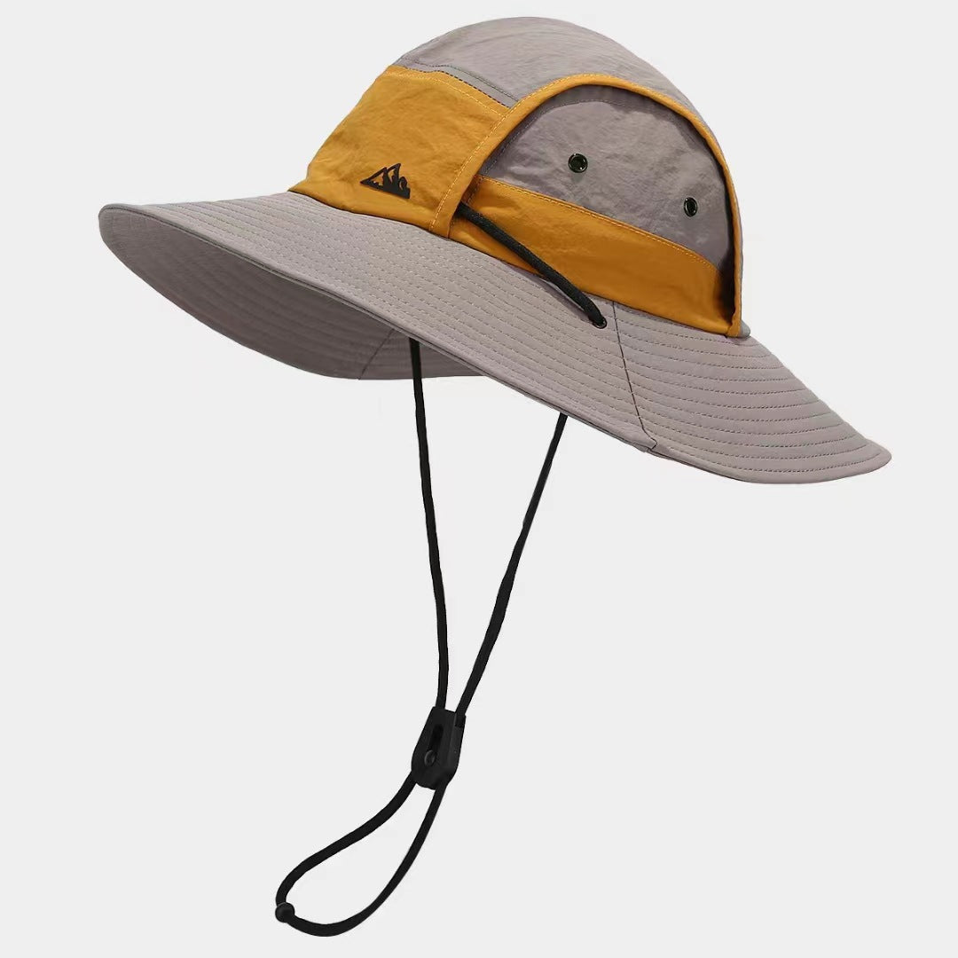 Light grey Quick-Dry Sun Protection Bucket Hat for Men - Breathable Outdoor Hiking &amp; Fishing Cap with Wide Brim