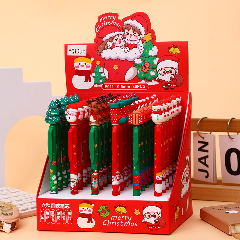 Christmas Theme Retractable Gel Pens (0.5mm Black Ink) - Festive Student &amp; Office Holiday Gift Pack (36 Pcs)