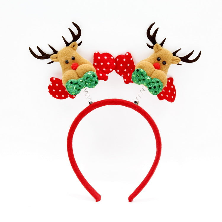 3-PCS Elk head Festive Christmas Headbands for Adults &amp; Kids - Reindeer Antlers, Santa, Snowman &amp; Christmas Tree Designs