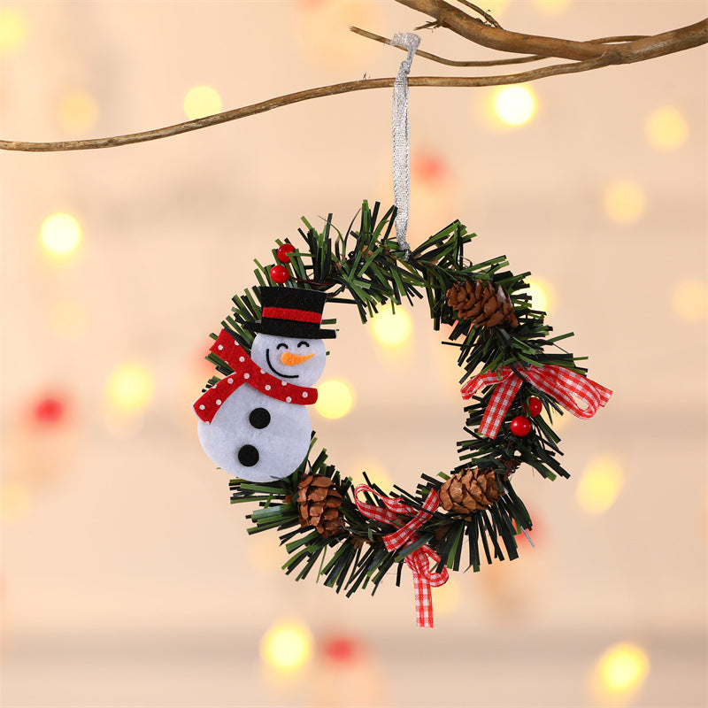 Snowman Mini Christmas Wreath Ornaments (11cm) - Festive Santa, Snowman &amp; Reindeer Decor for Doors &amp; Windows