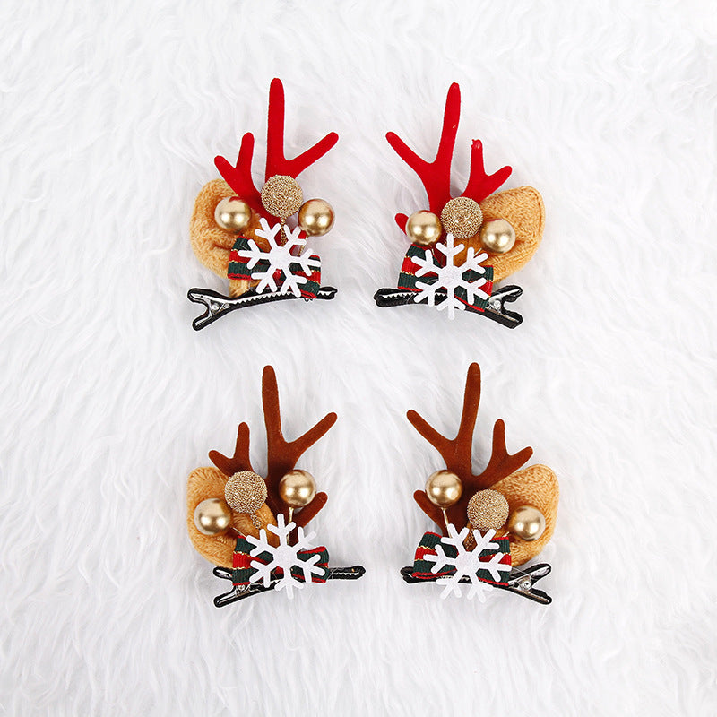 Snowflake Summary Festive Christmas Hair Clips for Girls &amp; Women - Fabric &amp; Metal Design