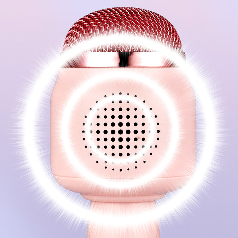 Pink Kids Wireless Bluetooth Microphone - Portable Karaoke Mic with Sleep Light & Vocal Removal
