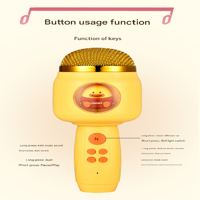 Pink Kids Wireless Bluetooth Microphone - Portable Karaoke Mic with Sleep Light & Vocal Removal