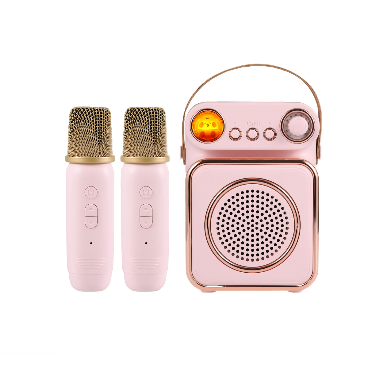 Pink Dual Wireless Bluetooth Karaoke Microphone &amp; Speaker Set - Portable Home KTV System with Voice Changer