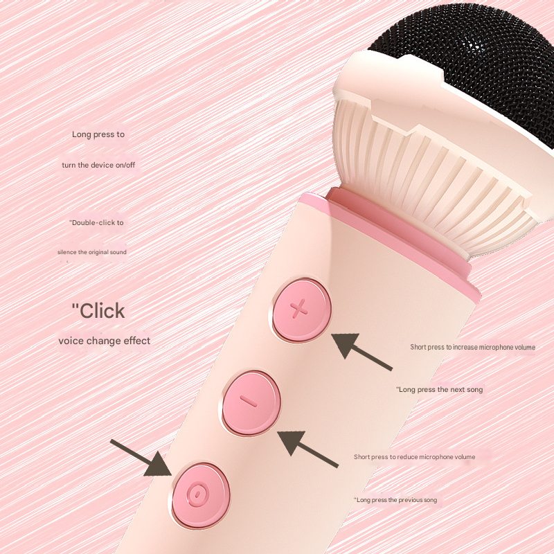 Pink Portable Mini Bluetooth Karaoke Speaker & Dual Microphone Set - Home KTV Gift for All Ages