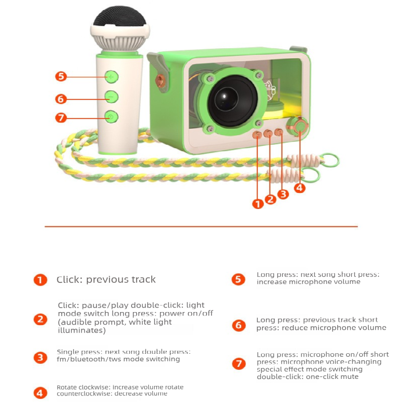 Green Portable Mini Bluetooth Karaoke Speaker & Dual Microphone Set - Home KTV Gift for All Ages