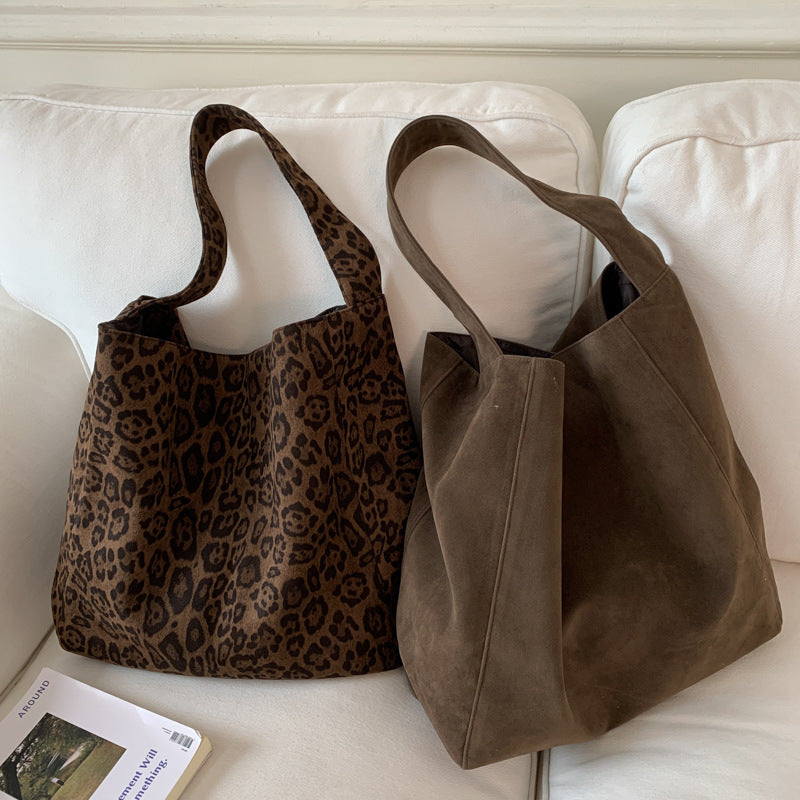 Pink leopard print New Design Women's Shoulder Bag - Felt Fabric Tote Bag, Trendy Minimalist Style