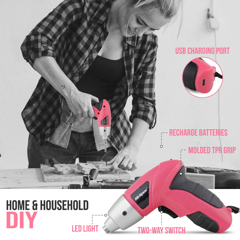 Green 42 Piece Home Tool Set with 4V Cordless Electric Screwdriver Kit for DIY Repairs and General Household Maintenance Portable Storage Case