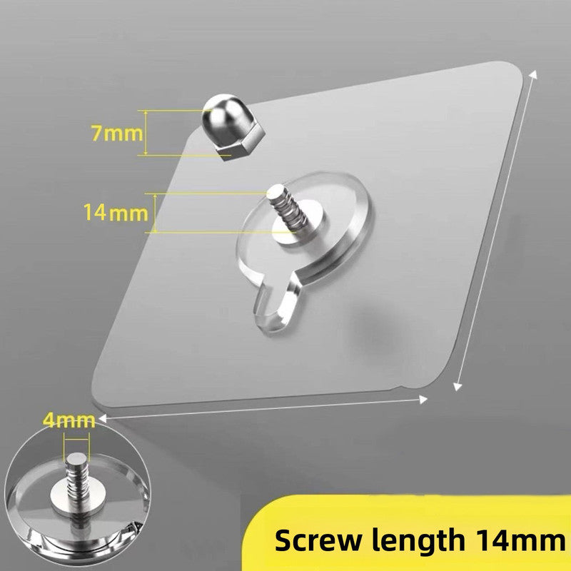 50-PCS Heavy Duty Adhesive Screw Stickers No Drilling Wall Hooks 6x6cm Waterproof Stainless Steel for Kitchen Bathroom Rental Friendly(14mm)