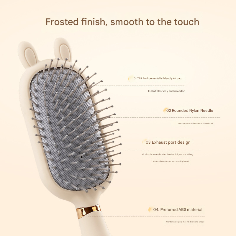 Oval comb Soft Touch Air Cushion Hair Brush with Built-in Cleaning Claw Detangling Massage Comb for Wet and Dry Hair Gentle Scalp Care