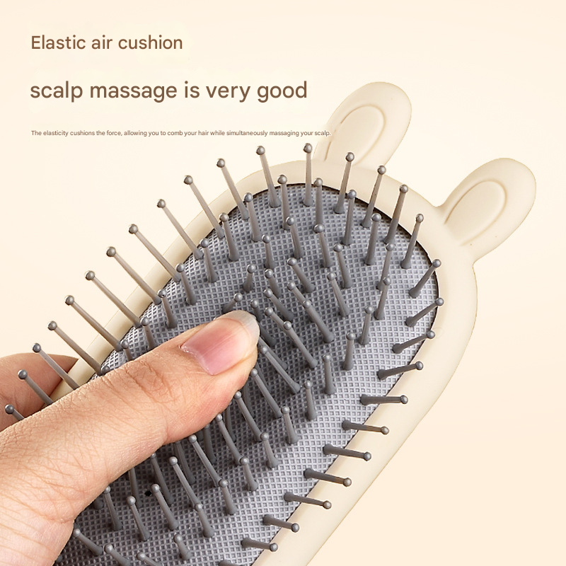Rabbit ear comb Soft Touch Air Cushion Hair Brush with Built-in Cleaning Claw Detangling Massage Comb for Wet and Dry Hair Gentle Scalp Care