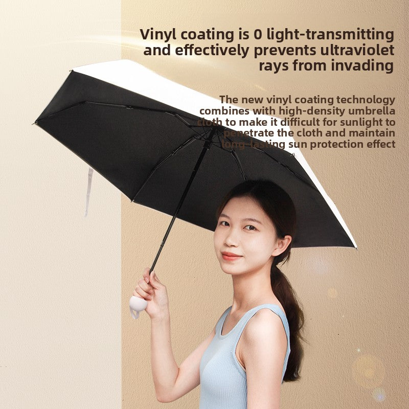 Wutong Apricot Compact Mini Travel Umbrella UPF50+ UV Protection Waterproof 6-Fold Flat Design Lightweight Sun & Rain Parasol for Handbag