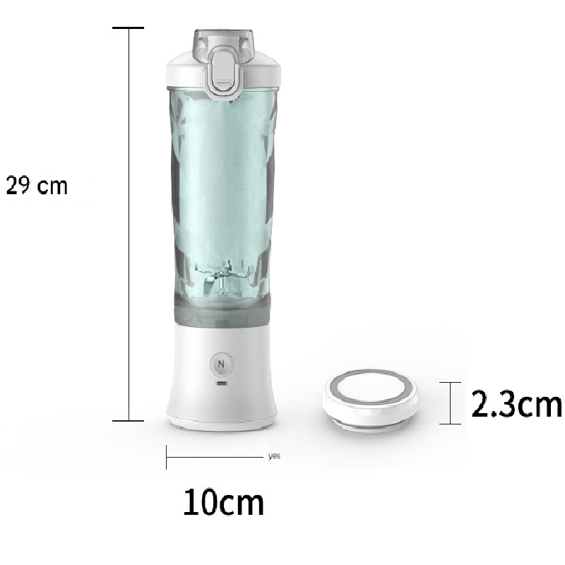 White Portable Blender 600ml Personal Smoothie Maker USB Rechargeable Juicer Cup with 6 Stainless Steel Blades 4000mAh Battery for Gym Travel and Camping