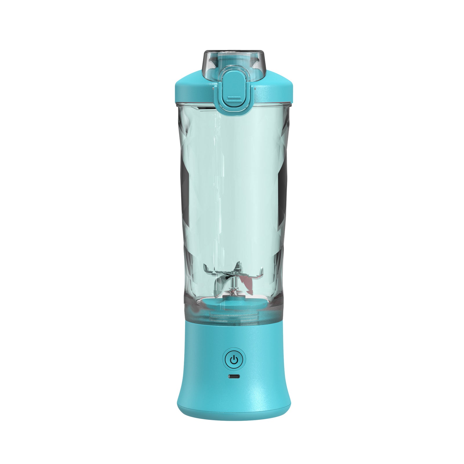 Blue Portable Blender 600ml Personal Smoothie Maker USB Rechargeable Juicer Cup with 6 Stainless Steel Blades 4000mAh Battery for Gym Travel and Camping