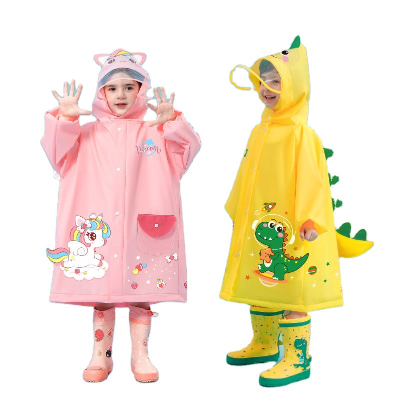 Pink unicorn  Kids Waterproof Raincoat with Expandable Backpack Slot Hooded Rain Jacket for Boys & Girls School & Outdoor(size:S)