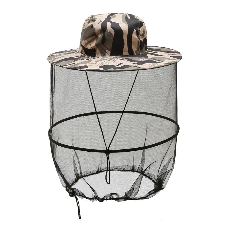 Letter gray Outdoor Fishing Hat with Mesh Head Net Sun Protection Bucket Cap Anti-Mosquito Fly Guard for Gardening Hiking &amp; Beekeeping