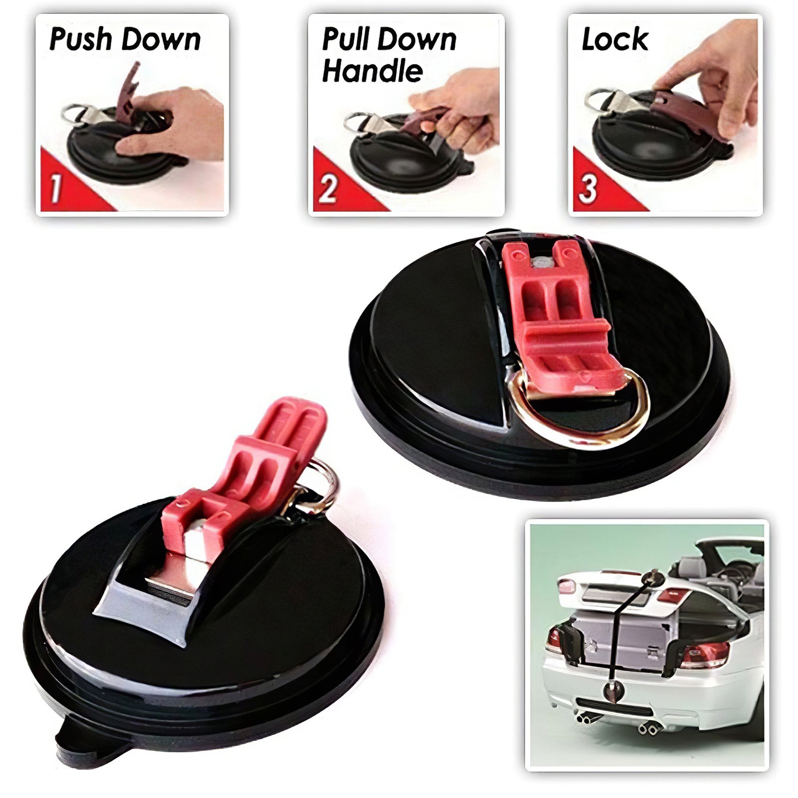 4 Pack Orange plate + black buckle Heavy Duty Suction Cup Anchors with S-Hooks for Car Side Awnings and Camping Tarps Multifunctional Tie Down Points for Outdoor Road Trips 10kg Capacity