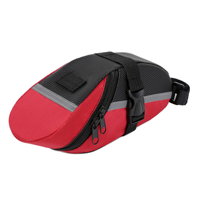 Red Water Resistant Bicycle Saddle Bag Under Seat Wedge Pack with Reflective Strip and Quick Release Strap for MTB Road Bikes