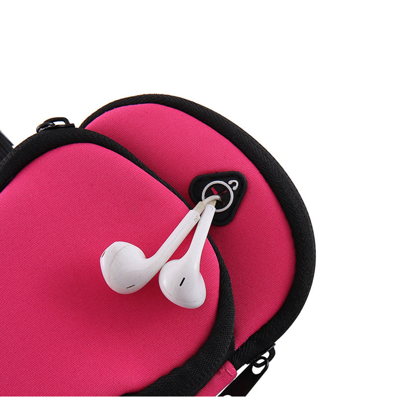 Black Sports Running Armband Bag Water Resistant Phone Pouch with Dual Zipper Pockets Earphone Hole for Gym Jogging Cycling Fits 6.5 Inch Smartphones