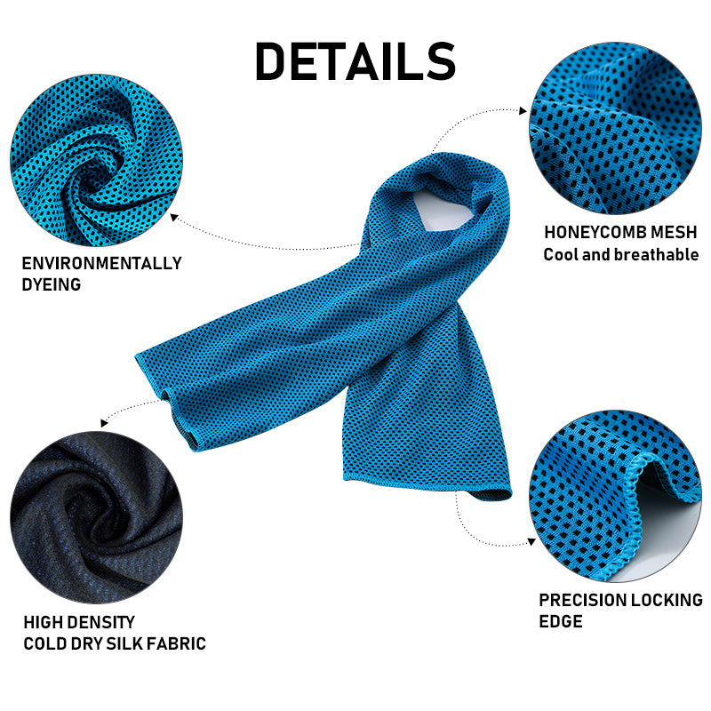 Green 5 Pack Instant Cooling Towel Set Soft Breathable Sports Sweat Towel for Gym Yoga Running Hiking and Outdoor Activities 30x80cm