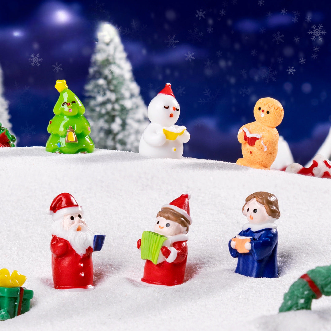 Red Santa Claus 5 Pack Miniature Christmas Figurines DIY Micro Landscape Decoration Accessories Cute Resin Ornaments for Holiday Crafts