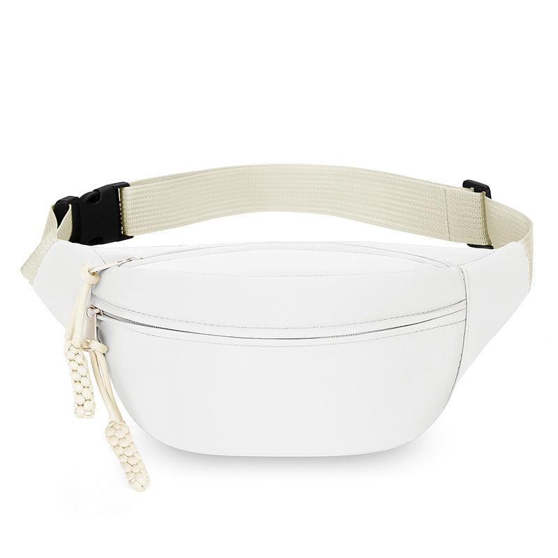 White Women&#39;s Fashion Crossbody Sling Bag Large Capacity Casual Shoulder Bag Waterproof Nylon Waist Pack for Travel Sports