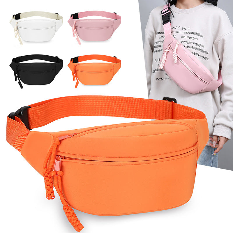 Black Women's Fashion Crossbody Sling Bag Large Capacity Casual Shoulder Bag Waterproof Nylon Waist Pack for Travel Sports
