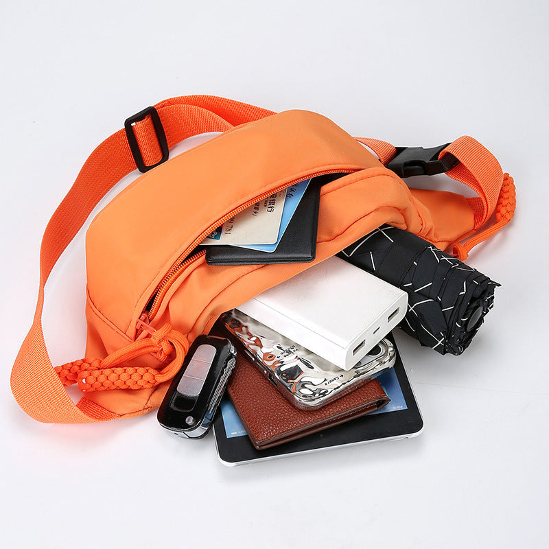 Orange Women's Fashion Crossbody Sling Bag Large Capacity Casual Shoulder Bag Waterproof Nylon Waist Pack for Travel Sports