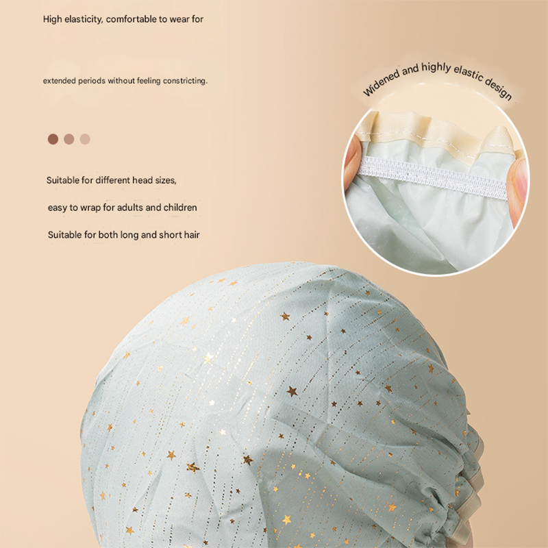 3 Pack Pink Double Layer Shower Cap for Women Waterproof Bath Hair Cover Reusable Elastic Hat for Spa Salon and Home Use