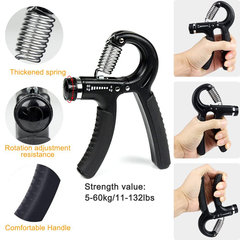Blue 5 in 1 Hand Grip Strengthener Kit Adjustable Resistance Finger Stretcher Stress Relief Ball and Grip Ring for Rehabilitation and Muscle Building