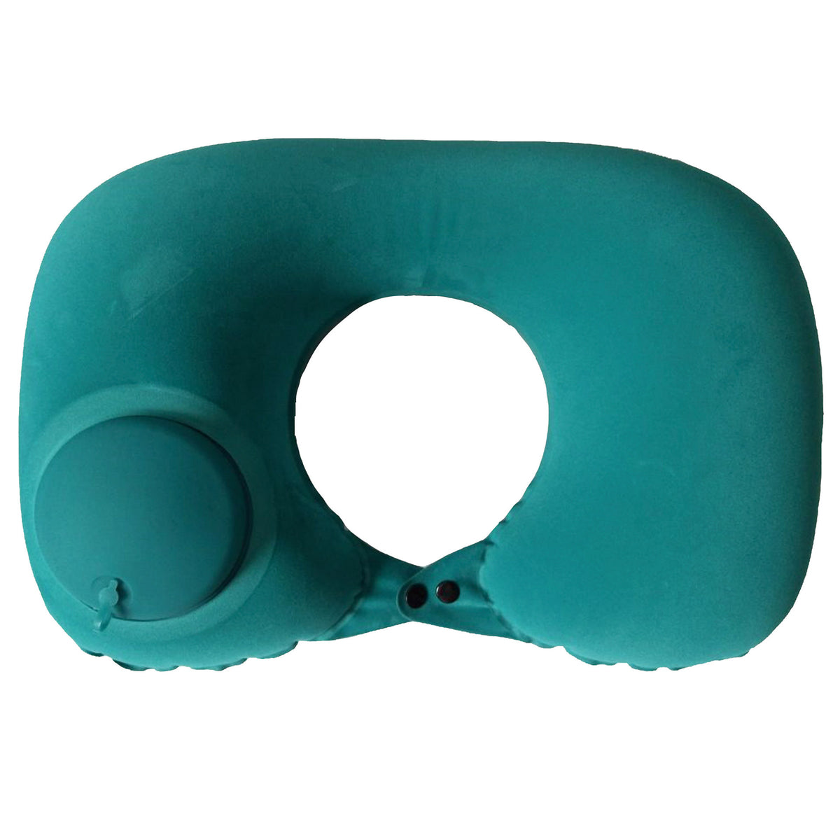 2-PCS Green  Inflatable Travel Neck Pillow Press to Inflate U-Shape Soft Flocking Support Cushion for Airplane Car &amp; Camping Portable Air Pump Design