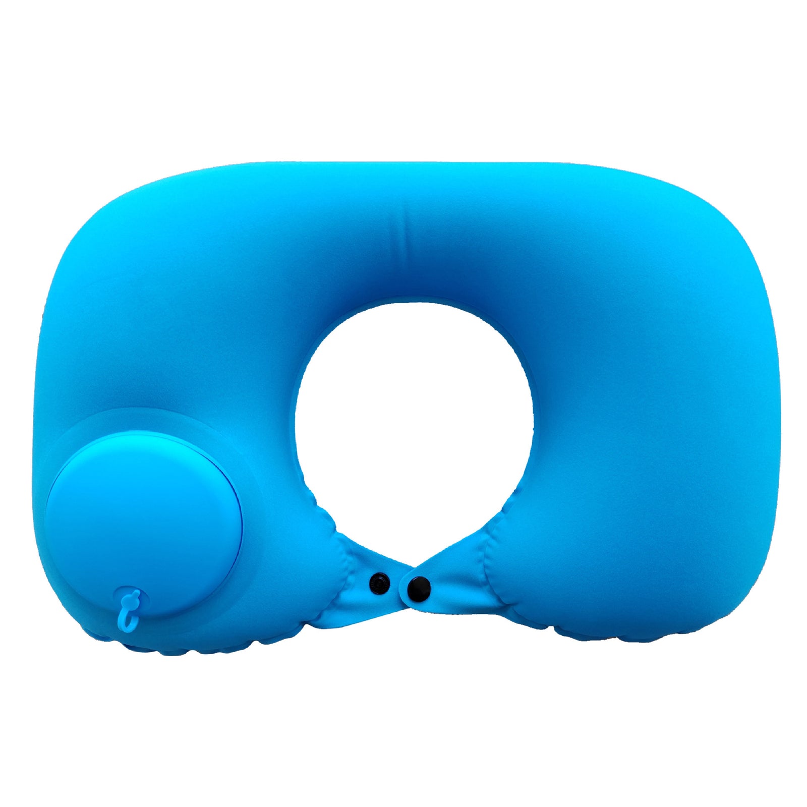 2-PCS Sky blue  Inflatable Travel Neck Pillow Press to Inflate U-Shape Soft Flocking Support Cushion for Airplane Car & Camping Portable Air Pump Design