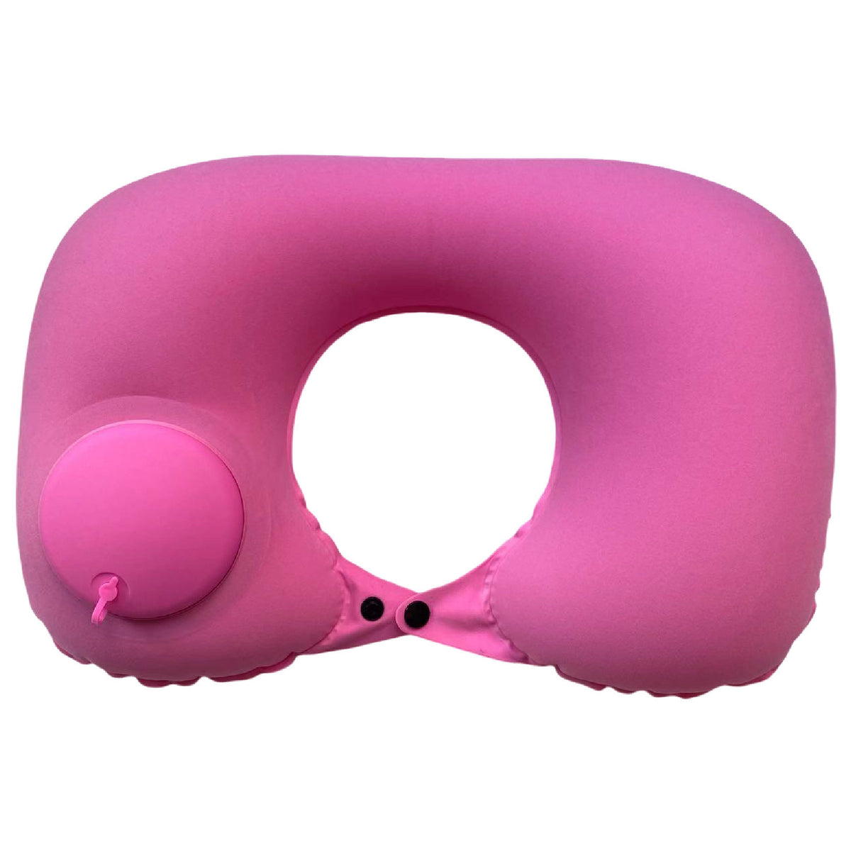 2-PCS Pink Inflatable Travel Neck Pillow Press to Inflate U-Shape Soft Flocking Support Cushion for Airplane Car &amp; Camping Portable Air Pump Design