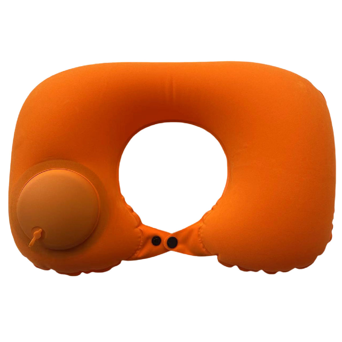 2-PCS Orange Inflatable Travel Neck Pillow Press to Inflate U-Shape Soft Flocking Support Cushion for Airplane Car &amp; Camping Portable Air Pump Design