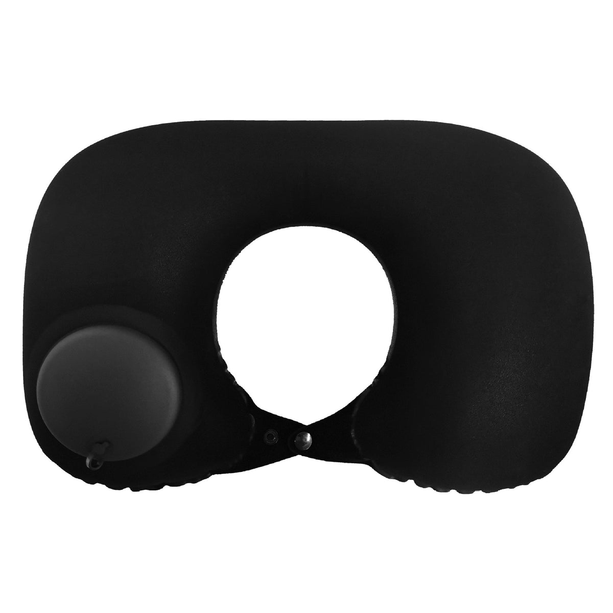 2-PCS Black Inflatable Travel Neck Pillow Press to Inflate U-Shape Soft Flocking Support Cushion for Airplane Car &amp; Camping Portable Air Pump Design
