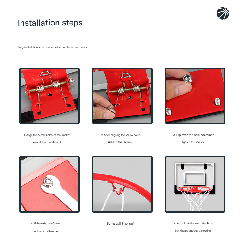 Indoor Mini Basketball Hoop Foldable Over The Door Basketball Set with Spring Action Breakaway Rim Transparent Backboard for Kids and Adults Home Office Fun