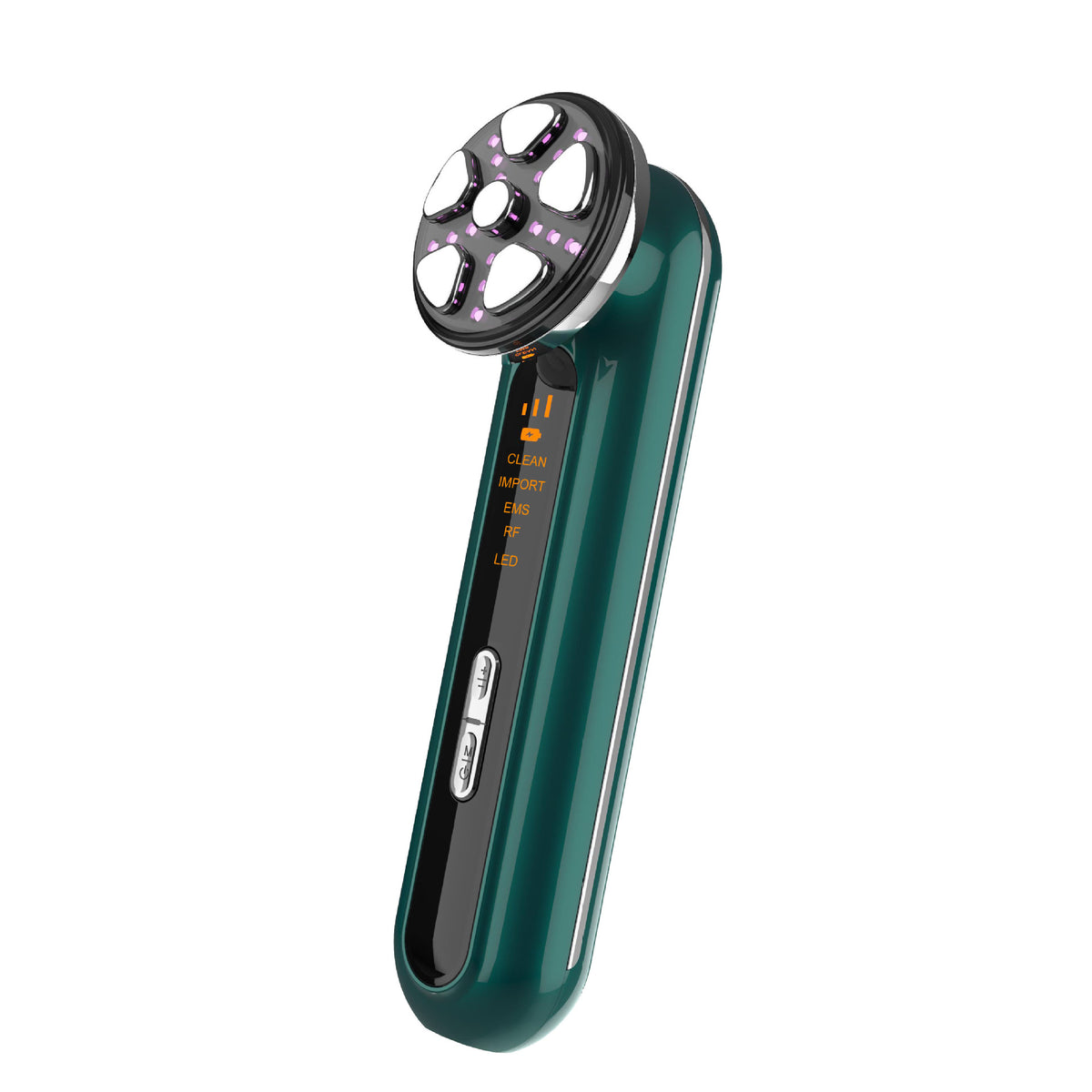 Green 4-in-1 RF EMS Facial Beauty Device Skin Tightening and Lifting Massager with LED Light Therapy Anti-Aging Tool for Home Use